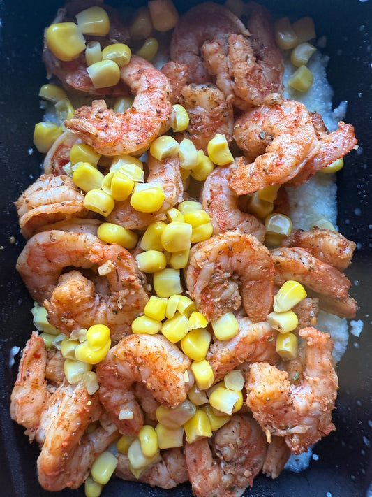 Shrimp and Grits with Corn